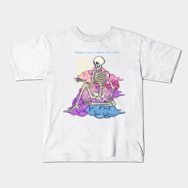 Light through the clouds Kids T-Shirt by Sad Skelly